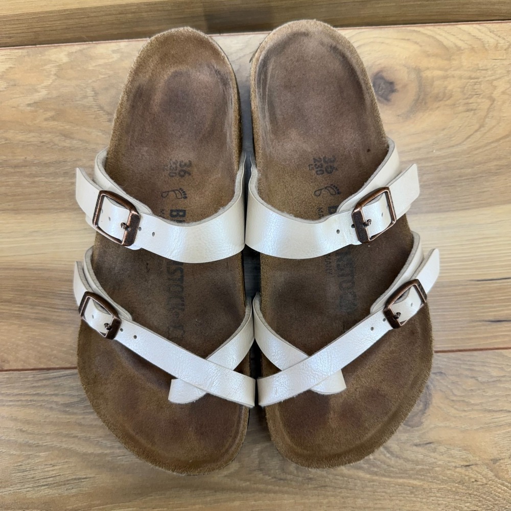Birkenstock Mayari Sandals Womens 5 W EU 36 Pearl Birko Slip On Preppy Vacation